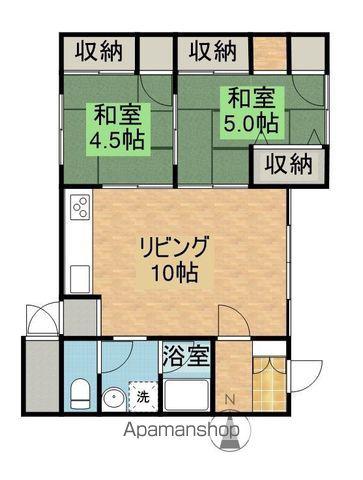 神戸電鉄三田線 道場南口駅 徒歩15分 1階建 築57年(2LDK)の間取り写真