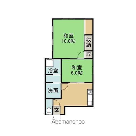 上堂ハイツ(2DK/1階)の間取り写真