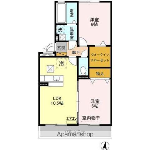 ラクーン・ヒル(2LDK/1階)の間取り写真