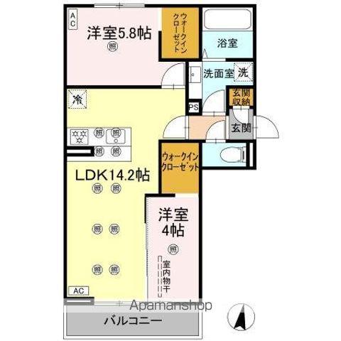 クランツ北井門C(2LDK/2階)の間取り写真