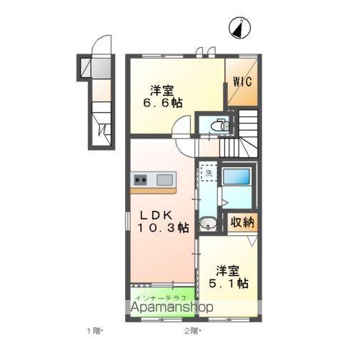 ルボワ LE BOIS(2LDK/2階)の間取り写真