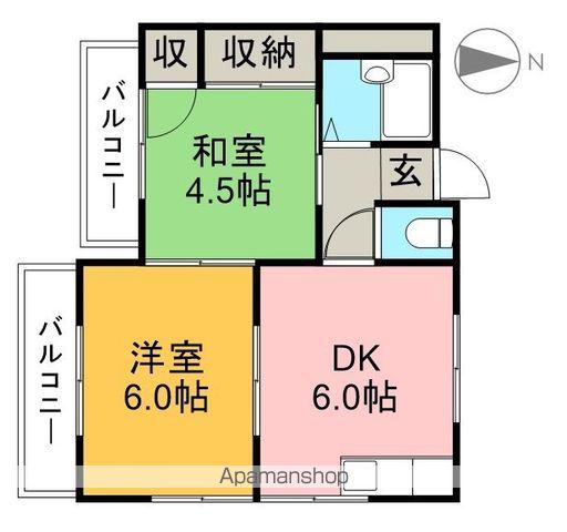 ハイツサンルート(2DK/3階)の間取り写真