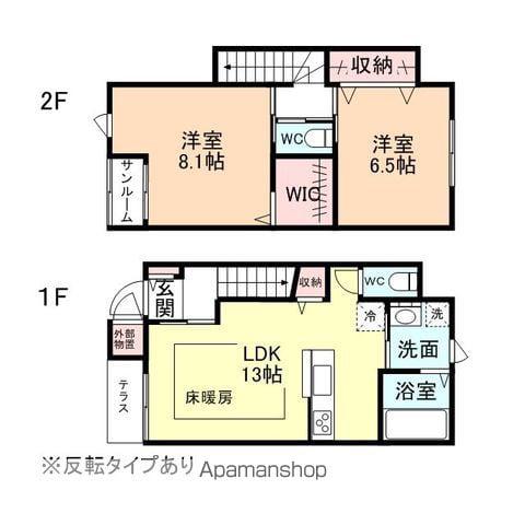 ナチュラルヴィレッジ町村A棟(2LDK/1階)の間取り写真
