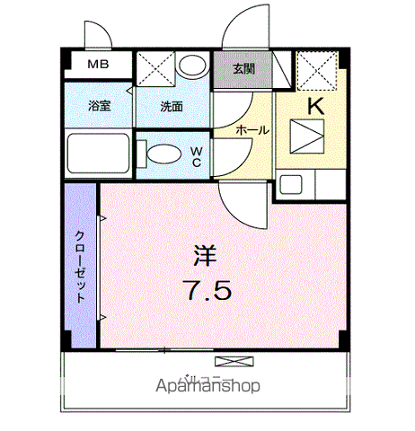 アルブルヴィラージュ2(1K/2階)の間取り写真