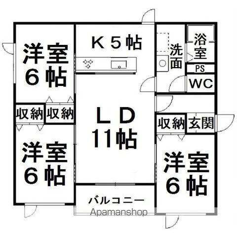 サンセットラピュタ(3LDK/2階)の間取り写真