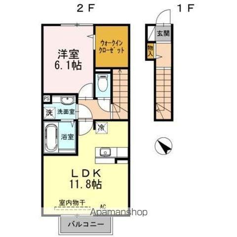 プランドール(1LDK/2階)の間取り写真