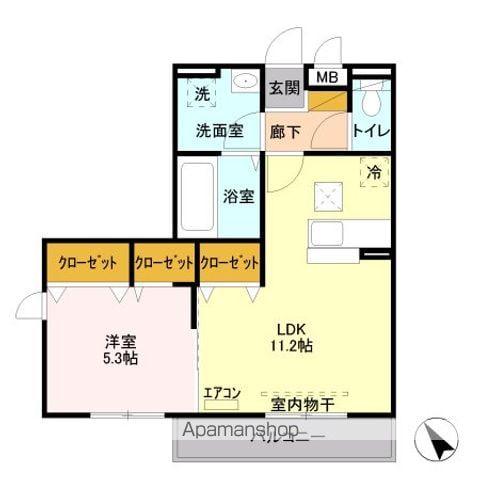 シャトレーウエスト明神(1LDK/1階)の間取り写真