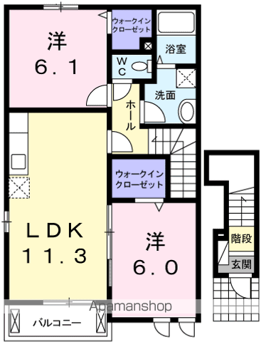 エテルノブライト(2LDK/2階)の間取り写真