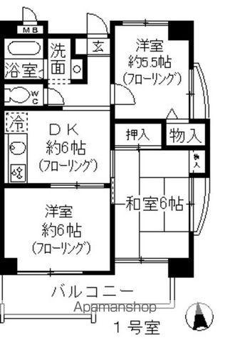 ベルドミール葵21(3DK/1階)の間取り写真