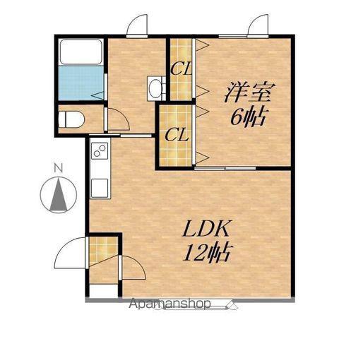 フラットリバー(1LDK/2階)の間取り写真