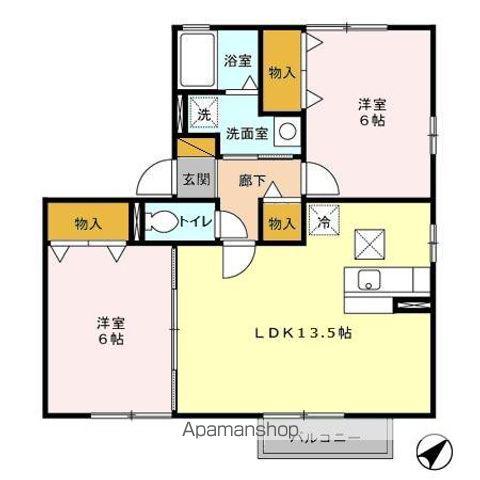 プリモ西白井B(2LDK/1階)の間取り写真