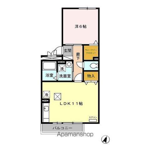 セジュール和幸D棟(1LDK/1階)の間取り写真