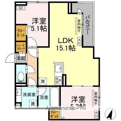 セレスティア船橋II(2LDK/2階)の間取り写真