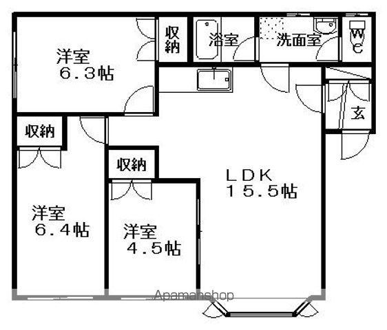 クルビデンス(3LDK/2階)の間取り写真