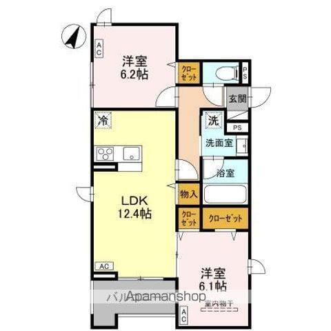 ラ・グリシーヌ・レーブ(2LDK/3階)の間取り写真