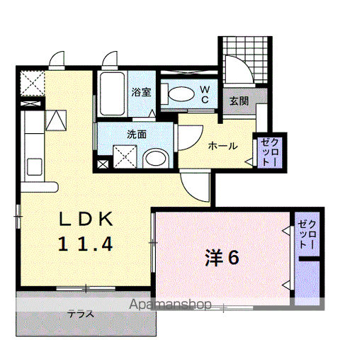 サン ソレイユⅠ(1LDK/1階)の間取り写真