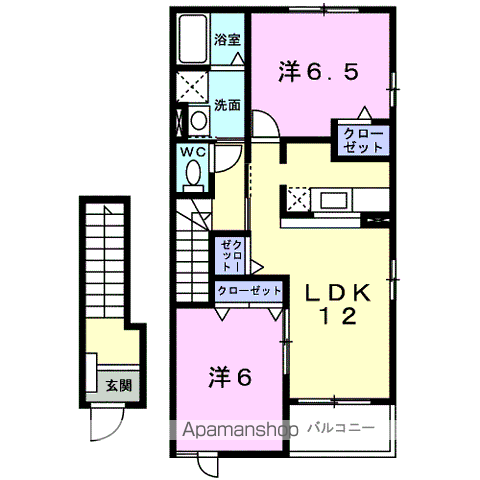 エクセレント・リヴァ-A棟(2LDK/2階)の間取り写真