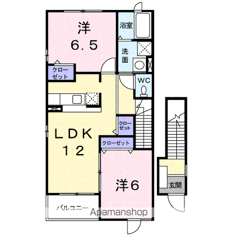 メゾンアクティブB(2LDK/2階)の間取り写真