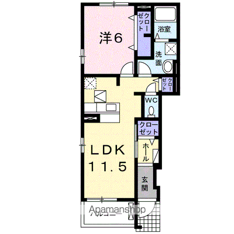 ルミエール(1LDK/1階)の間取り写真