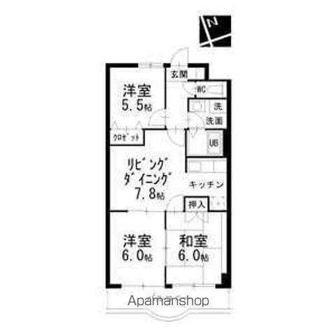 メゾン五反田(3LDK/4階)の間取り写真