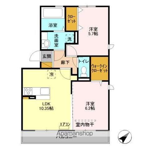 ラ・リアン C・D C棟(2LDK/3階)の間取り写真