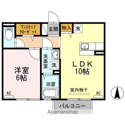 サニープレイスB棟(1LDK/2階)の間取り写真