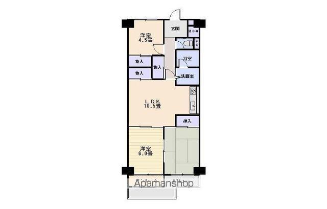 エバーグリーン松山2号館 407号(3LDK/4階)の間取り写真