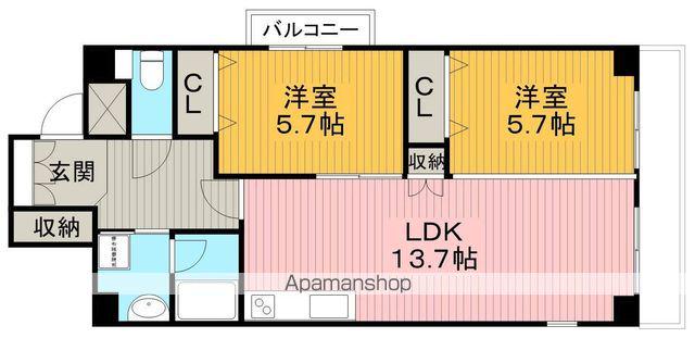 ファイブコート向丘(2LDK/3階)の間取り写真