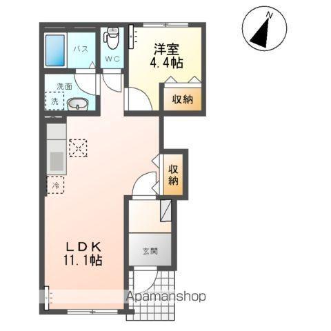 ハーモニーズ(1LDK/1階)の間取り写真