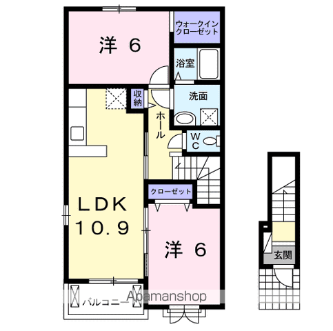 セイバリーヒルズ(2LDK/2階)の間取り写真