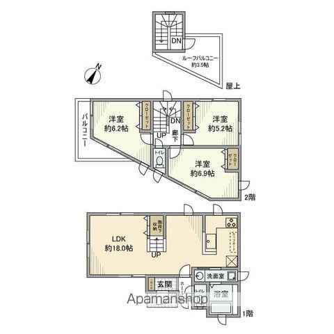横浜市ブルーライン 三ツ沢下町駅 徒歩13分 2階建 築6年(3LDK)の間取り写真