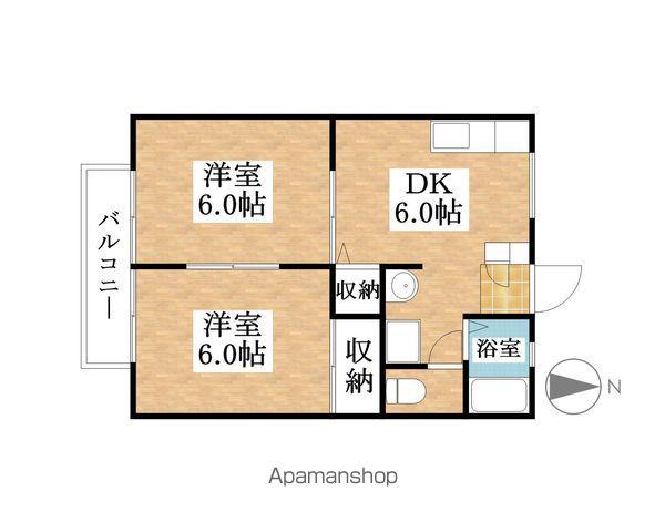 CUBE1(2DK/2階)の間取り写真