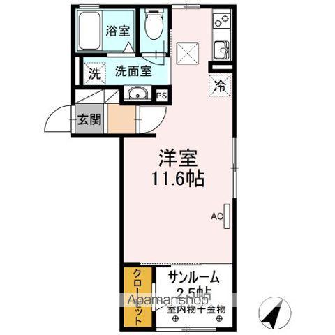 セジュールKFII(ワンルーム/1階)の間取り写真