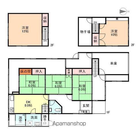 富山地鉄本線 新宮川駅 徒歩12分 2階建 築51年(5SDK)の間取り写真