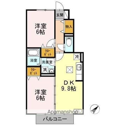 グリーンコート(2LDK/1階)の間取り写真