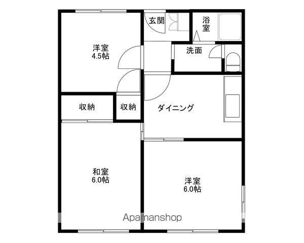 フラワーハイツA棟(3DK/1階)の間取り写真