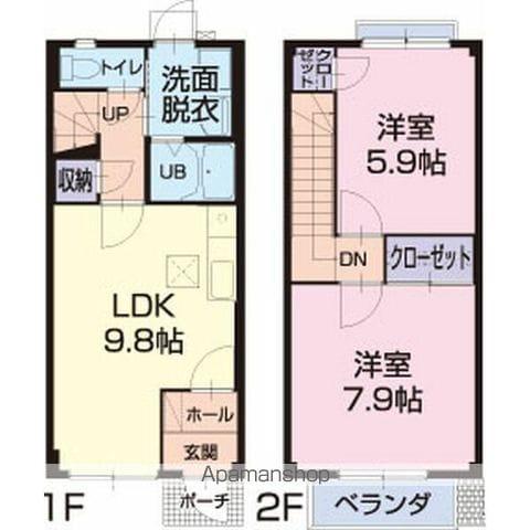 ブランシェ上地(2LDK)の間取り写真