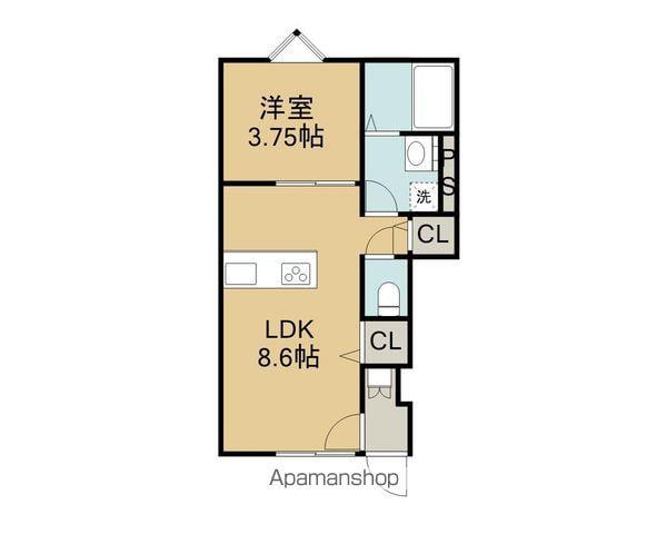 ELF妻鳥(1LDK/1階)の間取り写真