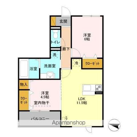 GRACE SQUARE(2LDK/2階)の間取り写真