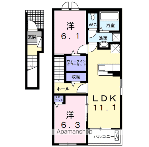 神門 Ⅱ(2LDK/2階)の間取り写真