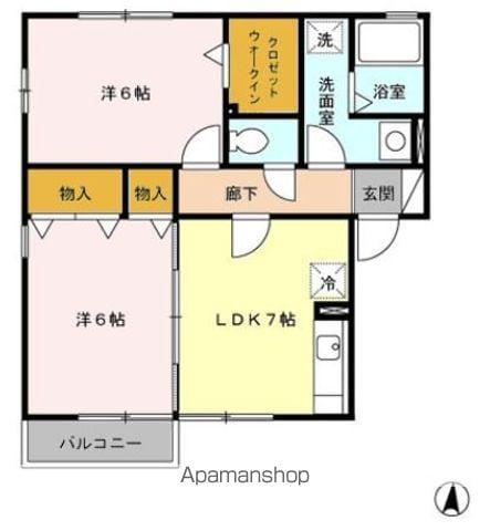 ドレミメゾンAB(2DK/2階)の間取り写真