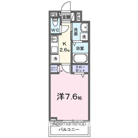 ルピナス イースト(1K/2階)の間取り写真