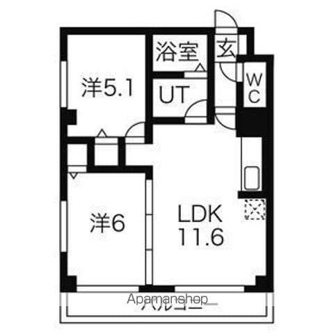 メゾンド厚別(2LDK/4階)の間取り写真