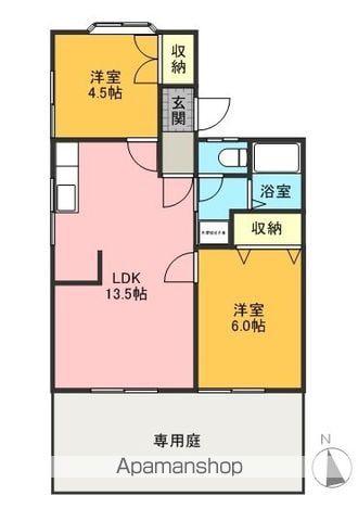 カーサ浅井(2LDK/1階)の間取り写真