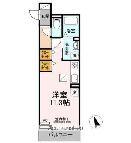 アエルビーレ(ワンルーム/1階)の間取り写真