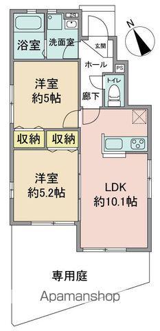 パルティールB(2LDK/1階)の間取り写真