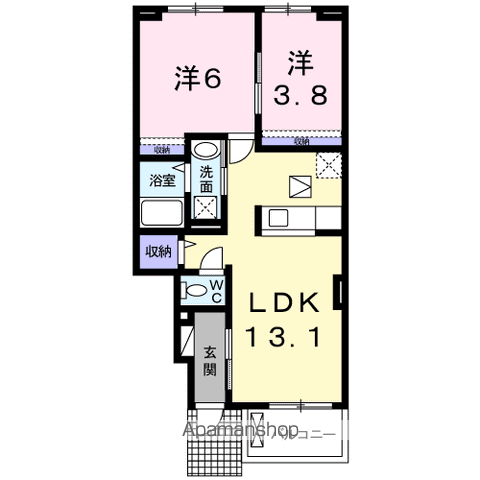 サニーガーデンB(2LDK/1階)の間取り写真