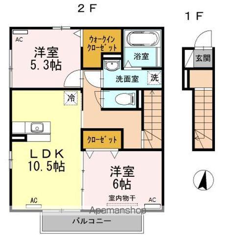 グランコート南山(2LDK/2階)の間取り写真