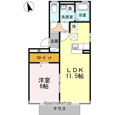 リーベ A棟(1LDK/1階)の間取り写真