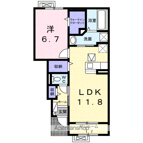 レガリアⅠ(1LDK/1階)の間取り写真